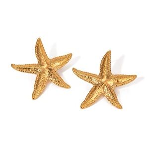 Starfish Shell 18 K Gold Plated Stainless Steel Earrings